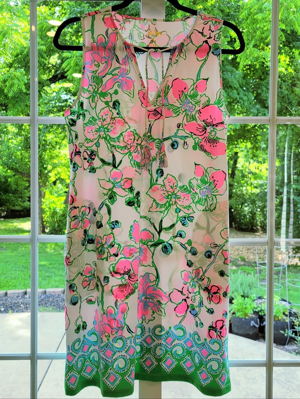 Lilly Pulitzer Johana Cover-Up NWOT Medium White Swim Dress Pink Green Classic